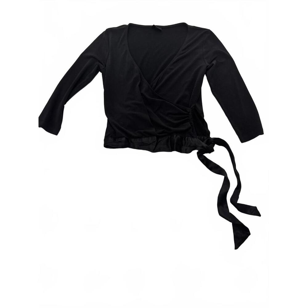 Frederick's of Hollywood Black Wrap-Style Long Sleeve Top size s